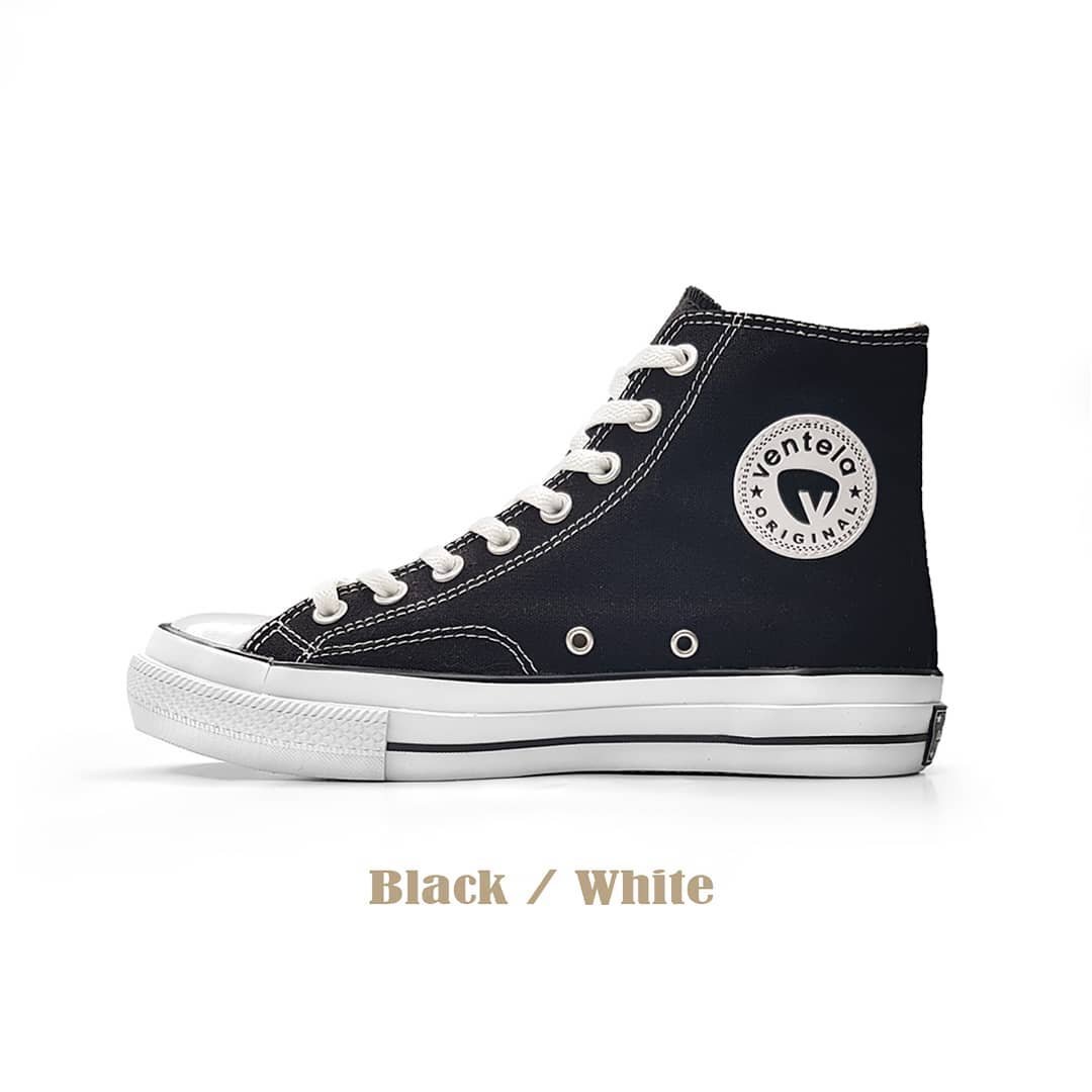 Sepatu Sekolah Hitam Ventela BTS High Black White