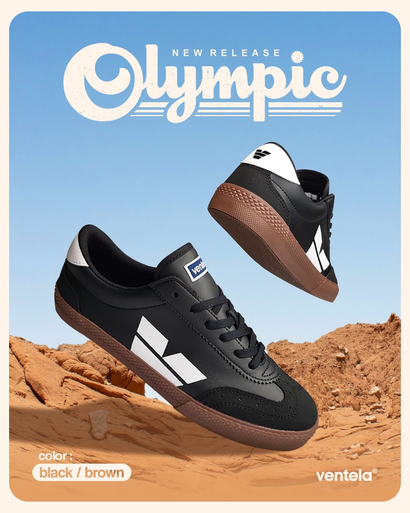 Sepatu Olah Raga Ventela Olympic Black Brown