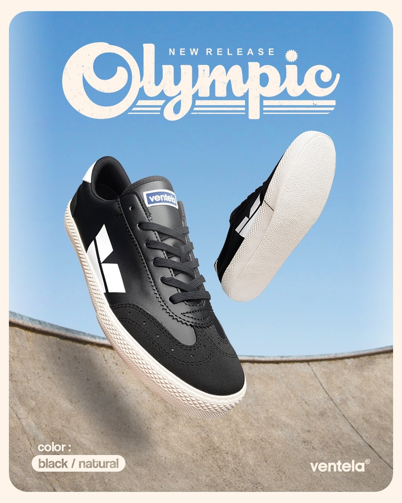 Sepatu Olah Raga Ventela Olympic Black Natural