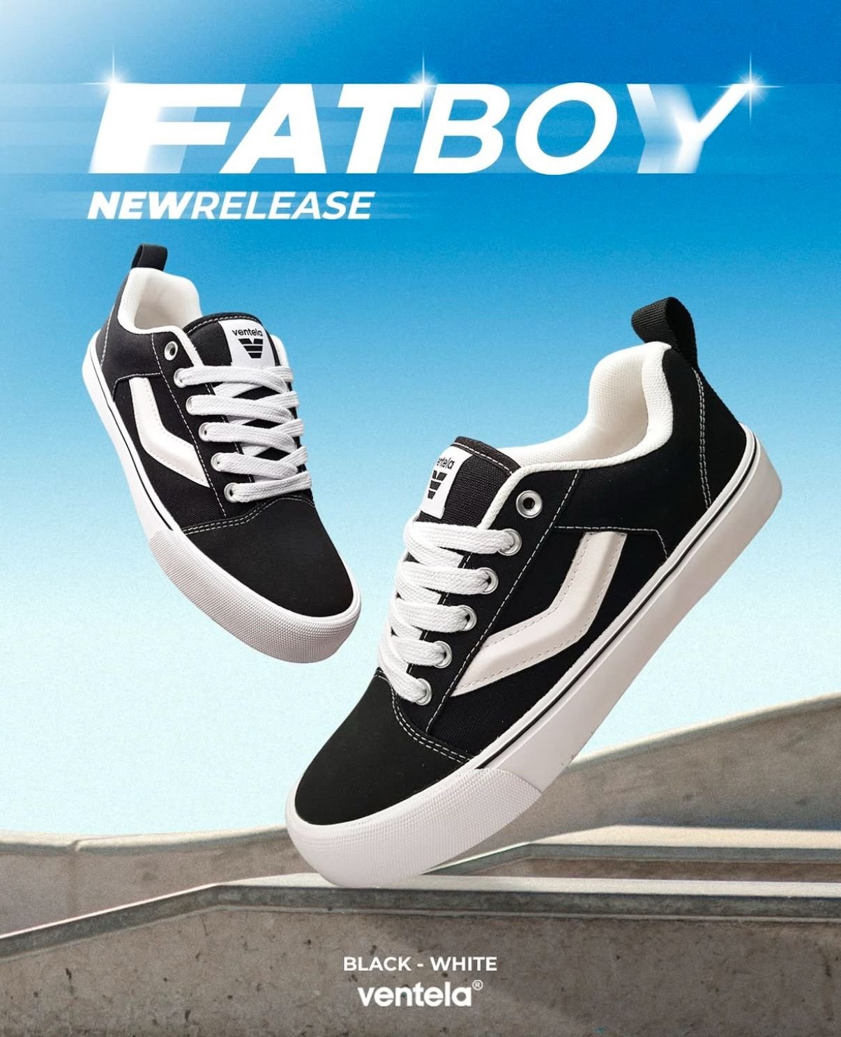 Ventela Fatboy Low Black White